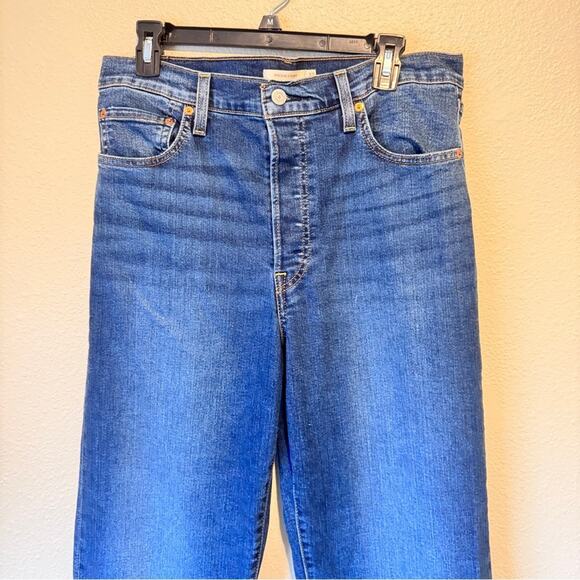 Levi’s Blue Ribcage Straight Button Fly Jeans Womens 32 Casual Classic Denim - Picture 2 of 12